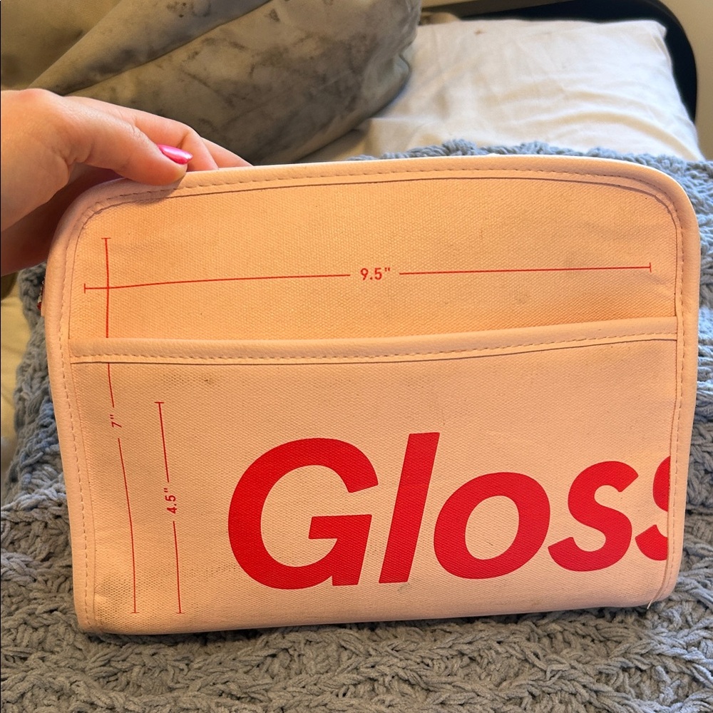 Glossier Pink Organizer with Red Logo